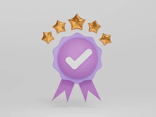 Purple Certificate Body Golden Five Stars Best Quality Assurance Guarantee — Stock Photo, Image