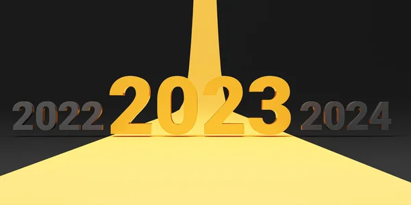 Yellow 2023 Yellow Line 2022 2024 Year Black Background Preparation — Stock Photo, Image