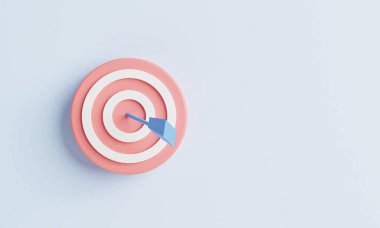 Meydan okuma kurulumu için oku olan hedef tahtası İş başarısı hedefi ve 3D render 'e göre hedef kavramı.