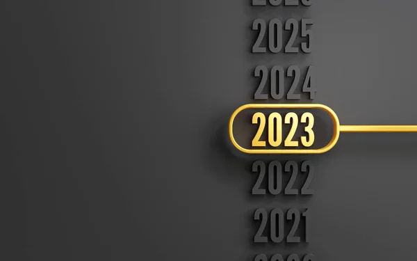 Goldenes 2023 Jahr Auf Goldrahmen Unter Schwarzen Anderen Jahr Für — Stockfoto