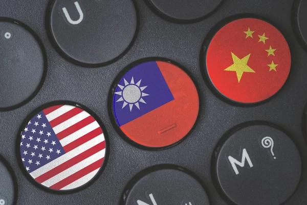 United America Taiwan China Flag Print Screen Laptop Computer Keyboard — Fotografia de Stock