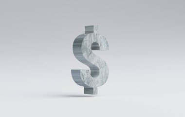 Isolate of cement dollar sign on white background , USD is money of United States of America and it is the main currency exchange in the world concept by 3d render.