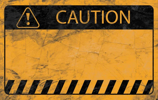 Blank Caution sign or warning symbol on grunge yellow background for construction and road safety concept.