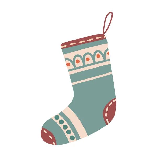 Weihnachtsstrumpf für Geschenke. Traditionelles dekoratives Element. Verzierte Urlaubsstrümpfe und Socken für Geschenke — Stockvektor