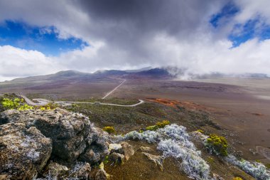 La Plaine des Sables ve Reunion Adası 'ndaki volkan bölgesi.