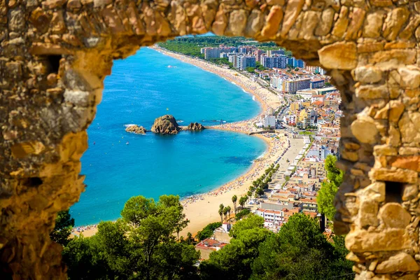 Beach Coast Blanes City Seen Castell Sant Joan Spain — 스톡 사진