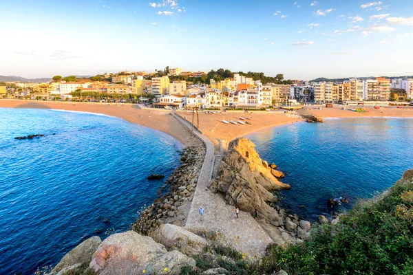 Blanes Stad Och Strand Från Palomera Rock Morgonen Spanien — Stockfoto