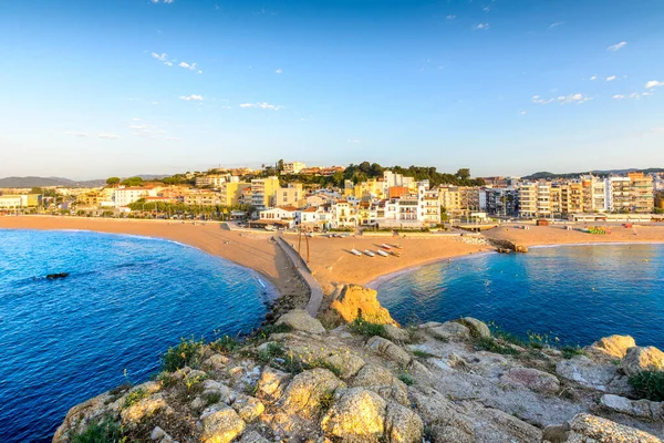 Blanes Stad Och Strand Från Palomera Rock Morgonen Spanien — Stockfoto