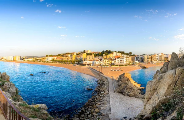 Blanes Miasto Plaża Palomera Rock Rano Hiszpanii — Zdjęcie stockowe