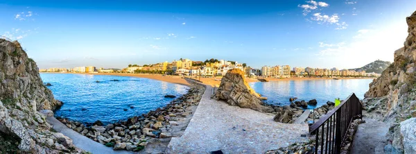 Blanes City Beach Palomera Rock Morning Spain — Stock Photo, Image