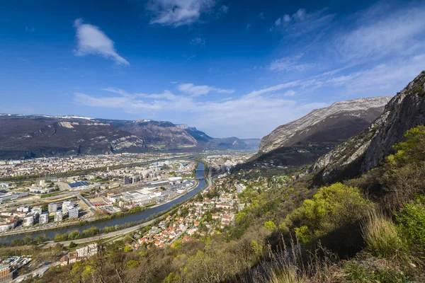 Grenoble City Von Der Bastille Aus Gesehen — Stockfoto