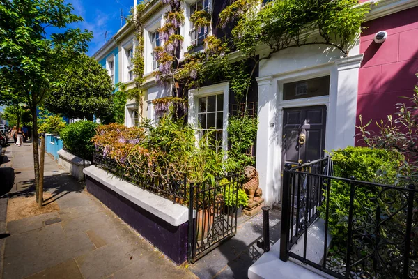Gekleurde Huizen Notting Hill District Londen Verenigd Koninkrijk — Stockfoto