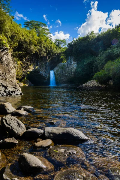 Waterfall Bassin Mer Reunion Island Sunny Day — Stock Photo, Image