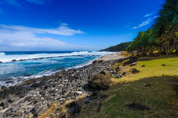 Güneşli Bir Günde Reunion Adası Ndaki Grande Anse Plajı Nda — Stok fotoğraf