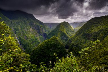 Landscape of Takamaka Valley during a cloudy day, Reunion Island clipart