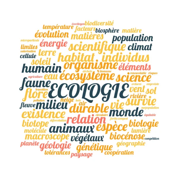 Ökologie Word Cloud Vector Illustration Französischer Sprache — Stockfoto