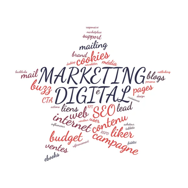 Marketing Digital Word Cloud Vector Illustrazione Lingua Francese — Foto Stock