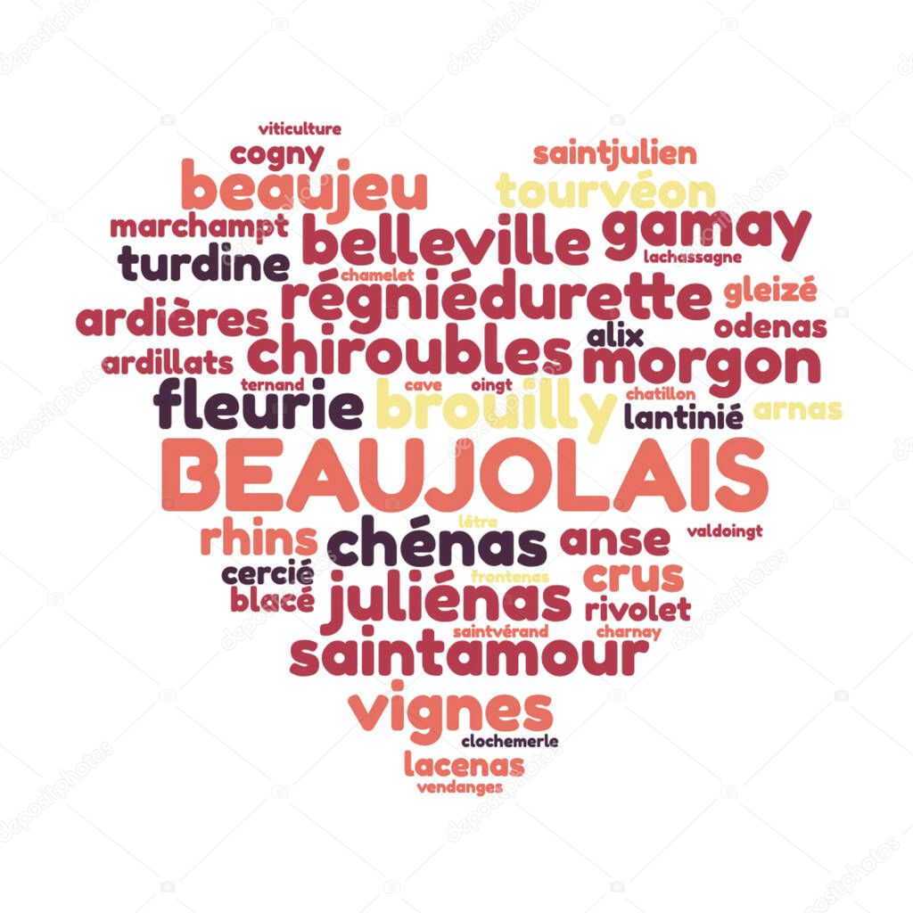 Beaujolais word cloud vector illustration in French language