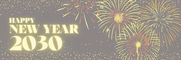 Feliz Ano Novo 2030 Ilustração Brilho Com Fogos Artifício — Fotografia de Stock