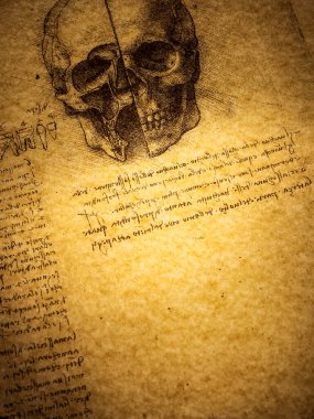 Kandy, Sri Lanka - 17 Şubat 2021: Kandy Tıp Sergisi 'nde Leonardo Da Vinci' nin 14. yüzyıl anatomisi