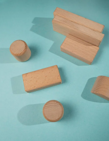 Wooden Geometric Shapes Cube Paper Background 이것은 과거당신의 단어에 수있습니다 — 스톡 사진