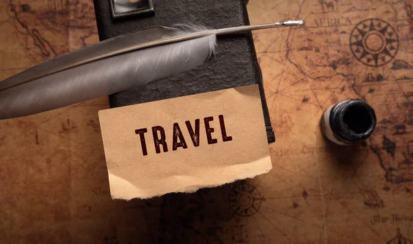 Gros Plan Sur Travel Word Idée Concept Voyage — Photo