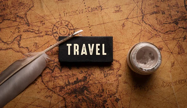 Gros Plan Sur Travel Word Idée Concept Voyage — Photo