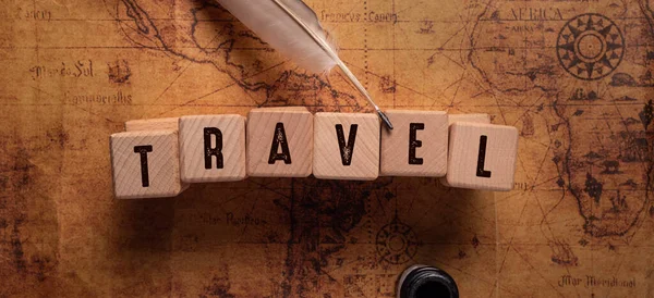 Zbliżenie Travel Word Travel Concept Idea — Zdjęcie stockowe