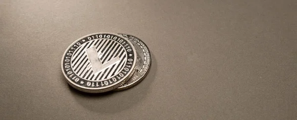 Makroaufnahme Einer Kryptowährung Litecoin — Stockfoto