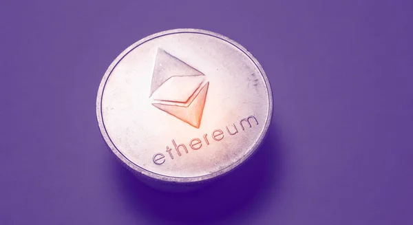동전의 매크로 Ethereum Crypto Currency — 스톡 사진