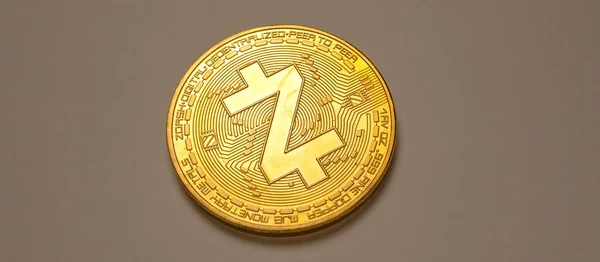 Zcash Érme Crypto Valuta Makrofelvétele — Stock Fotó