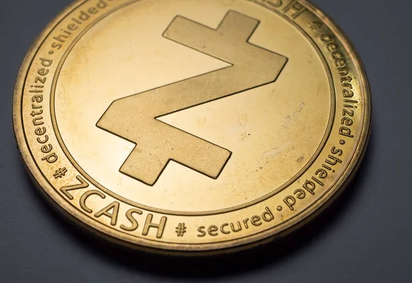 Μακροσκοπική Λήψη Νομίσματος Zcash Crypto — Φωτογραφία Αρχείου