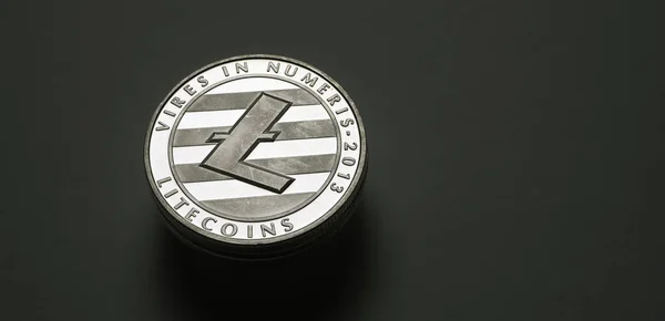 Μακροσκοπική Λήψη Ενός Νομίσματος Litecoin Crypto — Φωτογραφία Αρχείου