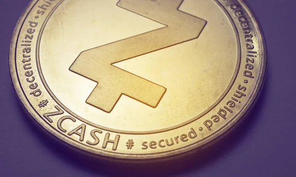 Макро Знімок Монети Zcash Криптовалюта — стокове фото