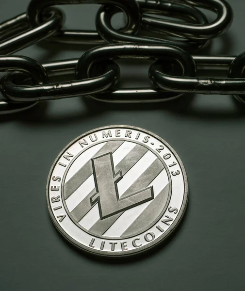 Μακροσκοπική Λήψη Ενός Νομίσματος Litecoin Crypto — Φωτογραφία Αρχείου