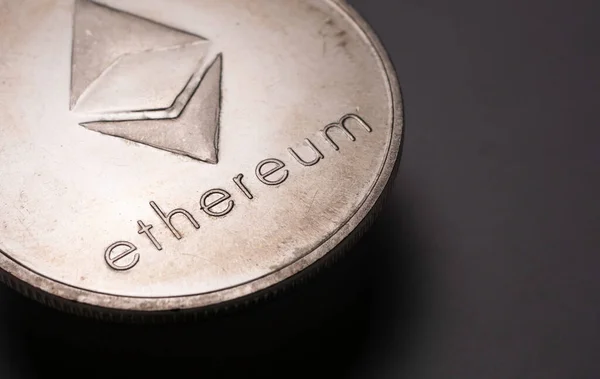 Macro Shot Van Een Beetje Munt Ethereum Crypto Valuta Stockfoto