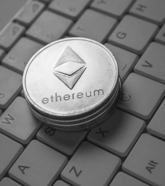 ビットコインのマクロショット Ethereum暗号通貨 — ストック写真