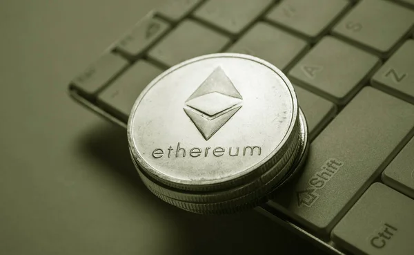 동전의 매크로 Ethereum Crypto Currency — 스톡 사진