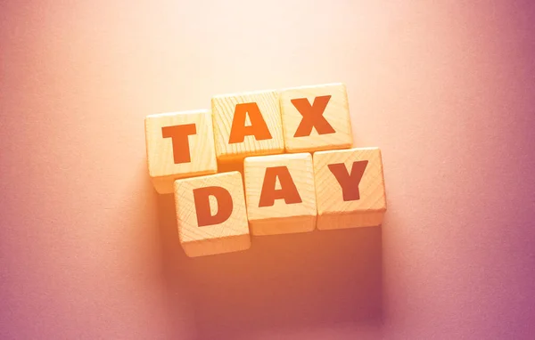 Податковий День Слово Написане Дерев Яних Кубиках — стокове фото