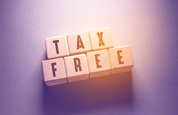 Tax Free Word Γράφτηκε Ξύλινα Κυβικά — Φωτογραφία Αρχείου