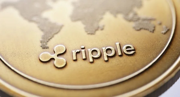 Ripple Coin Crypto Pénznem Makrofelvétele — Stock Fotó