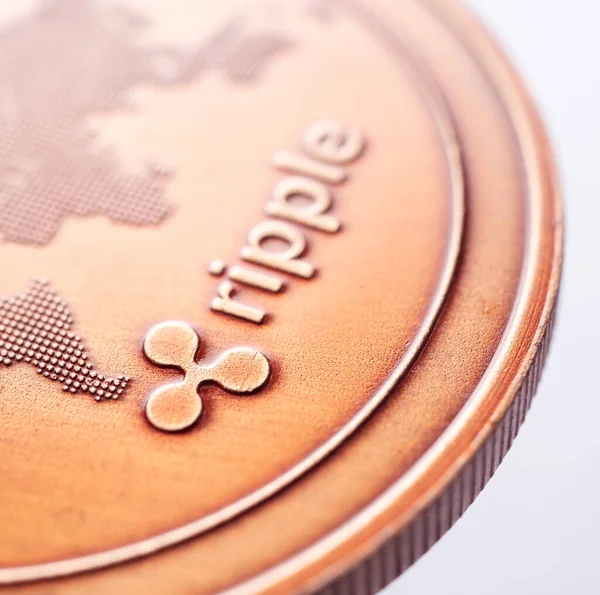 Ripple Coin Crypto Pénznem Makrofelvétele — Stock Fotó