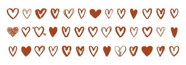 Ручное Рисование Сердец Белом Фоне Символ Любви Дню Святого Валентина — стоковый вектор