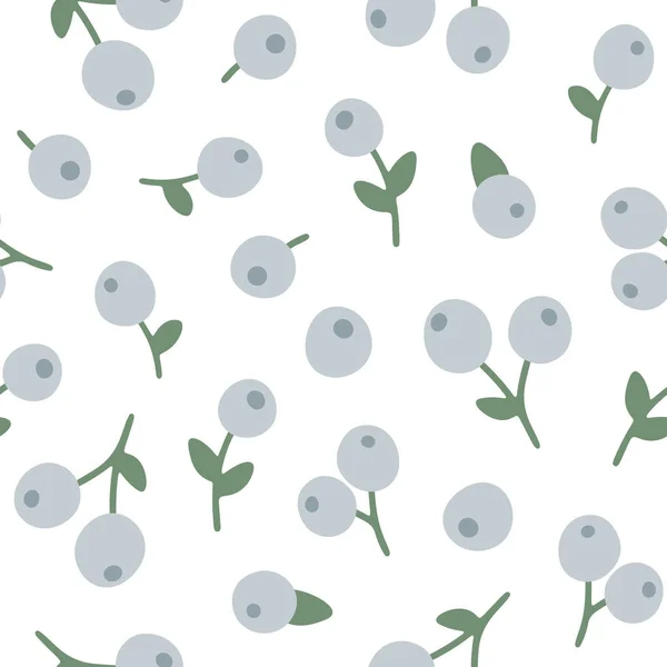 Hand Drawn Seamless Pattern Forest Berries Cute Botanical Background Nursery — Image vectorielle
