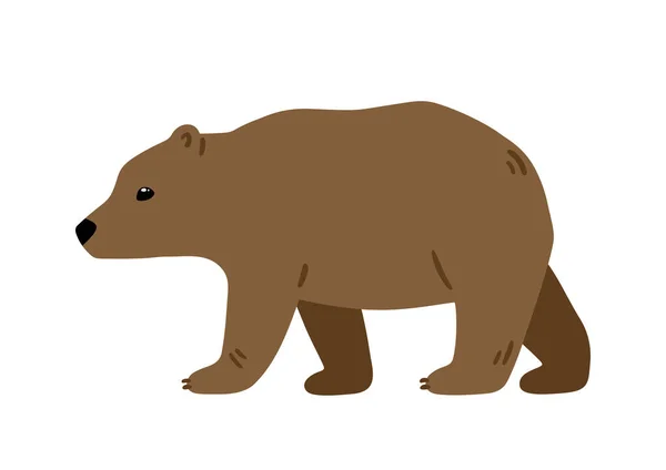 茶色のクマと手描きイラスト かわいい森のキャラクター 白い背景に隔離されたフラットスタイルでベクトル素敵なクマ 漫画の森の生き物 子供向けイラスト — ストックベクタ