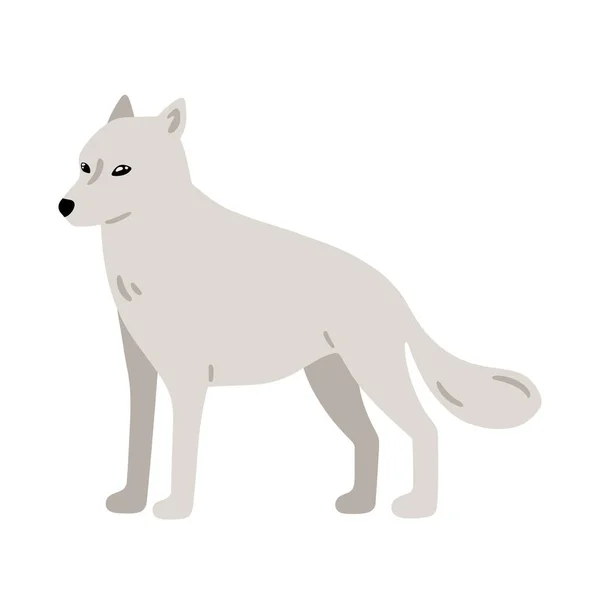 손으로 매력적 그림이야 귀여운 캐릭터 바탕에 모양의 늑대가 랜드의 생명체입니다 — 스톡 벡터