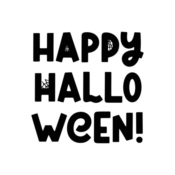 Happy Halloween Groovy Vektor Halloween Zitat Mit Spinne Geist Und — Stockvektor