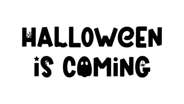Halloween Steht Vor Der Tür Süße Halloween Sprüche Weiß Cartoon — Stockvektor