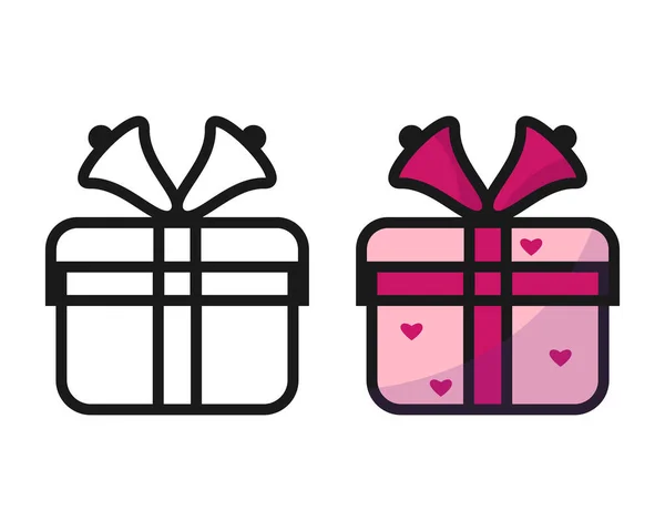 Present Gift Box Icons Set Flat Cartoon Design Vector Black — Stock Vector