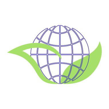 Dünya, dünya ana hatları ikon, yeşil kalp, gezegenin etrafında pozitif gökkuşağı renkleri. Beyaz arka plan. Vektör